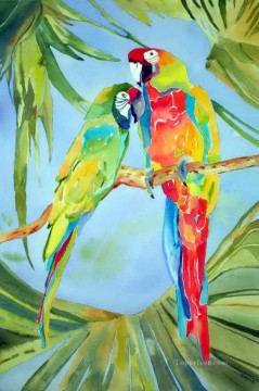 花 鳥 Painting - オウム おしゃべりする鳥